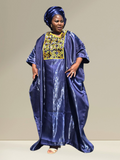 ABENI ARIYIKE Luxury African MIKADO Boubou Kaftan – Available in Navy/Yellow & White/Pink