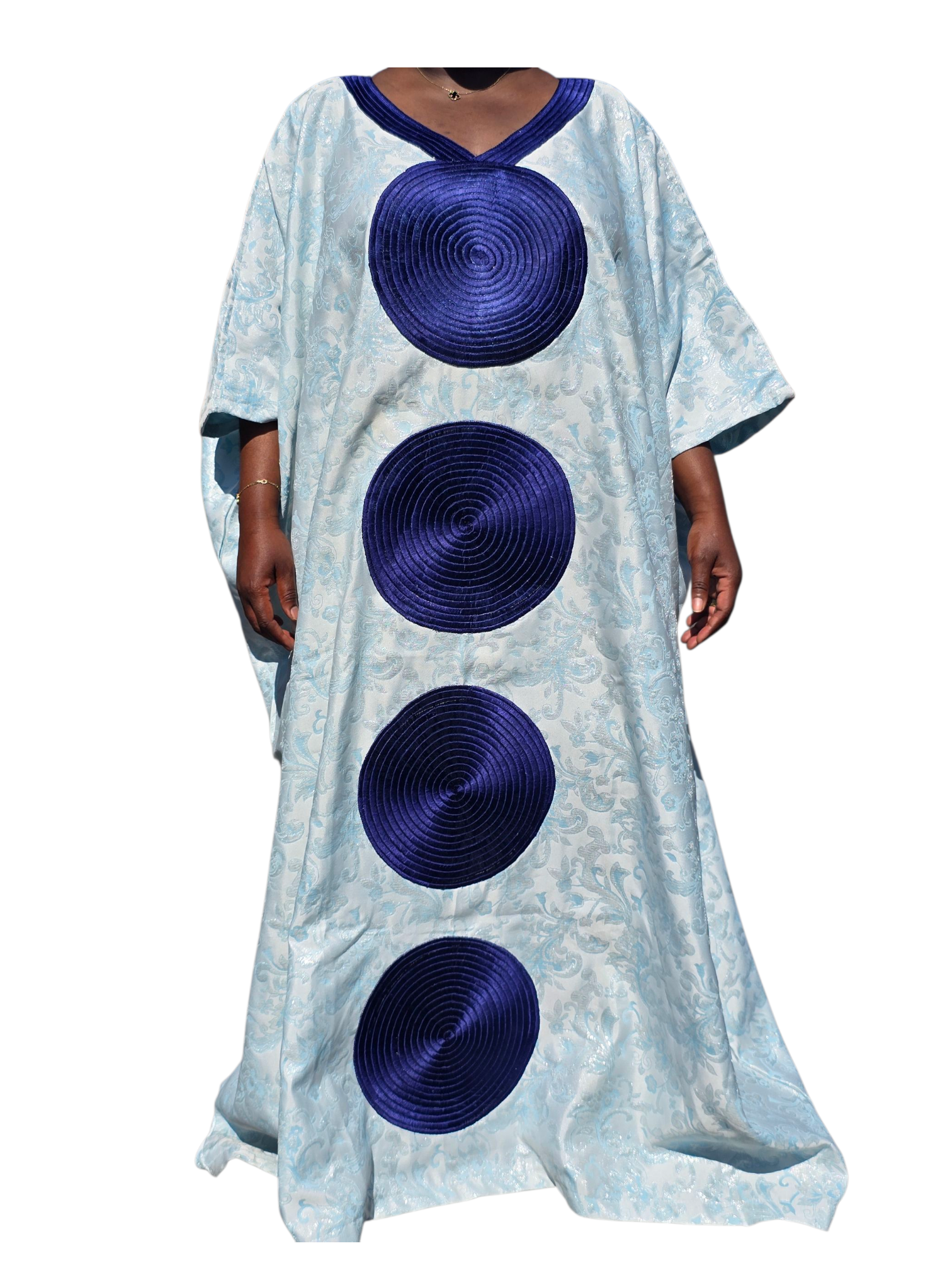 Abeke Ayewa Ariyike Round Embroidered Damask Brocade Maxi Dress